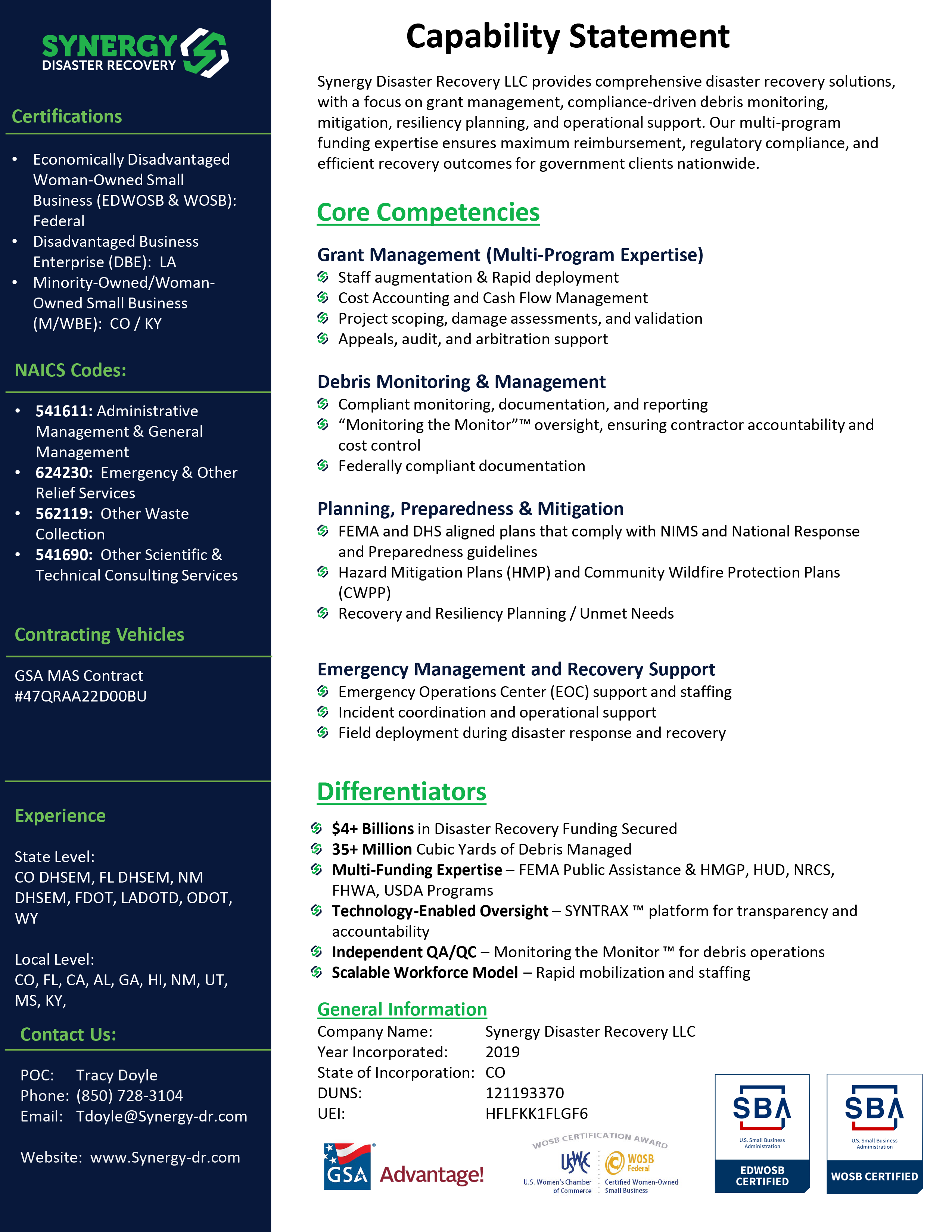 Synergy Capabilities Flyer